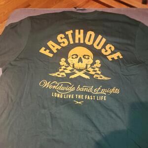 NEW W/ Tags Mens Fasthouse MTB MotoCross Double Sided T-Shirt Green Sz L